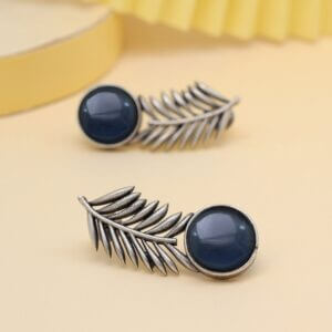 Leafy Drop Stud - Blue